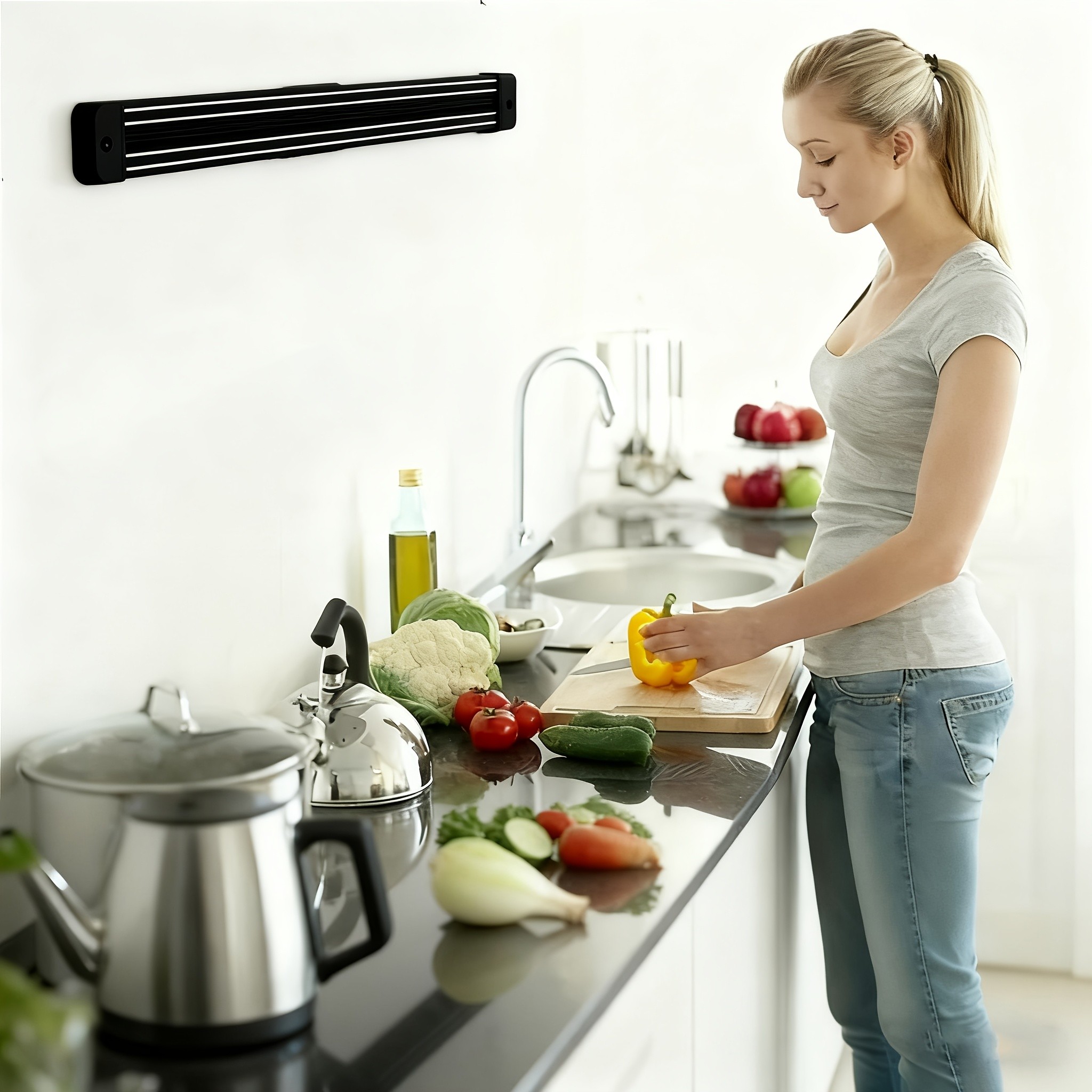 WIEZ Heavy-Duty Wall Magnetic Rack – Strong Cutting Tool Holder for Kitchens, Garages & Workspaces