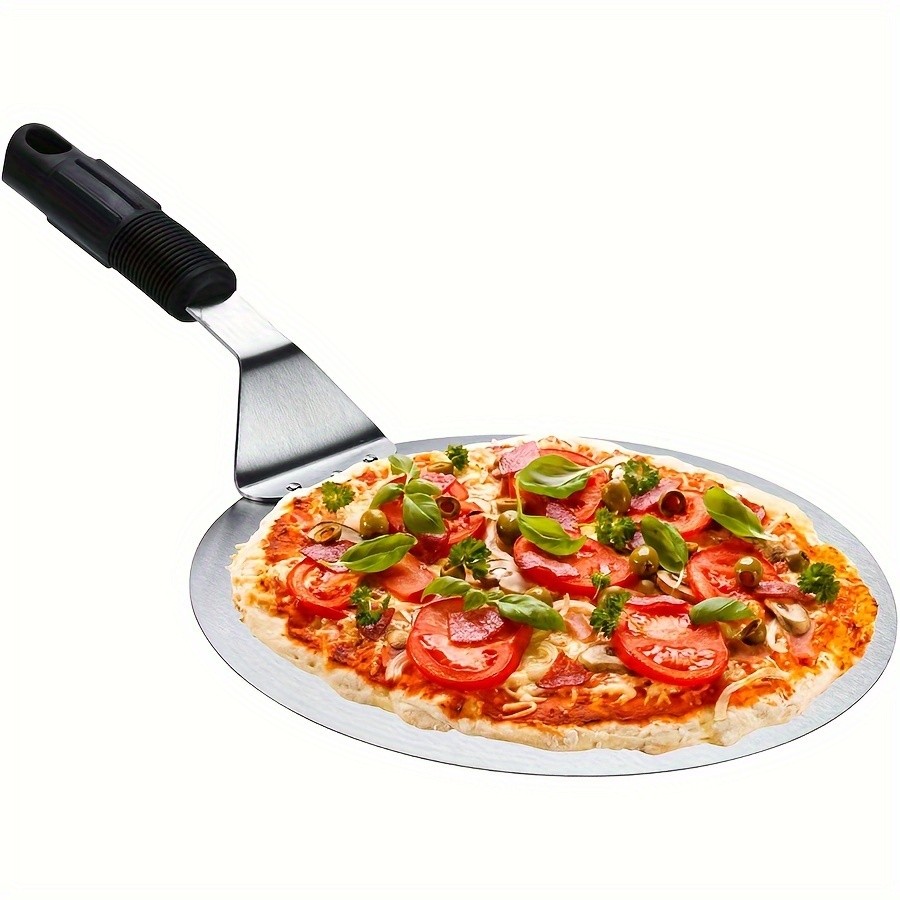 WIEZ Stainless Steel Pizza Peel – 12-Inch Round Baking Paddle with Wooden Handle for Easy Pizza Transfer