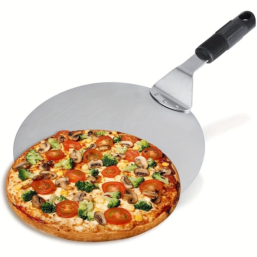 WIEZ Stainless Steel Pizza Peel – 12-Inch Round Baking Paddle with Wooden Handle for Easy Pizza Transfer
