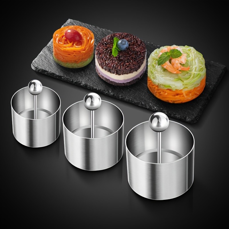 WIEZ Stainless Steel Food Display Mold – Round Plate Press with Lid for Creative & Decorative Food Presentation