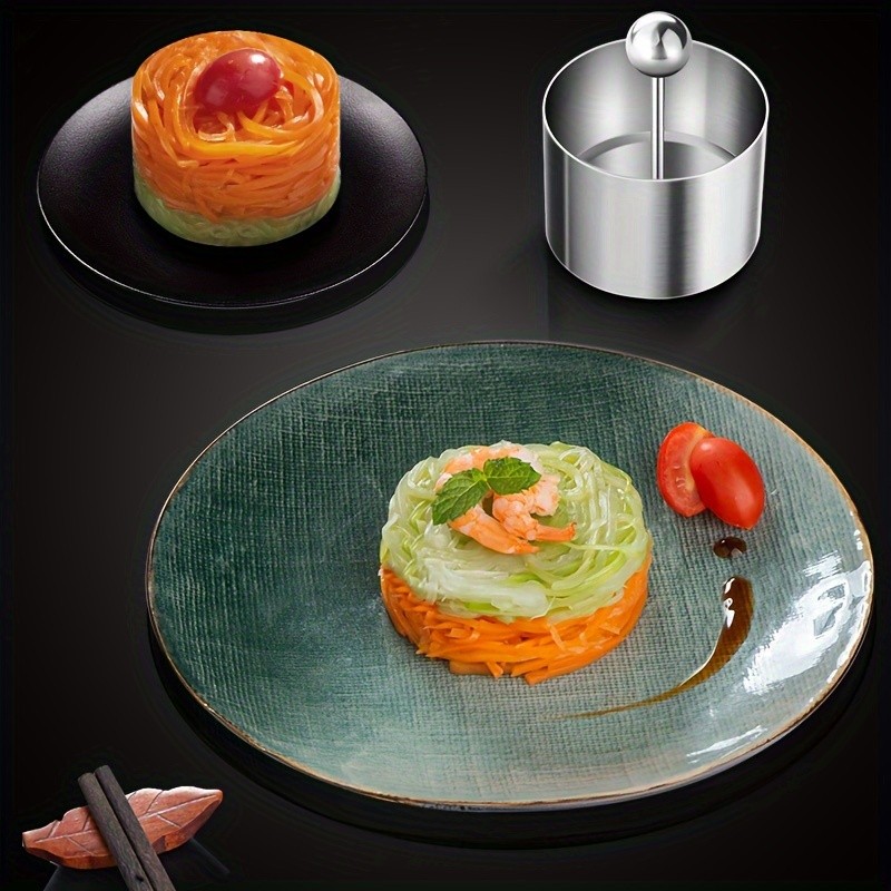 WIEZ Stainless Steel Food Display Mold – Round Plate Press with Lid for Creative & Decorative Food Presentation