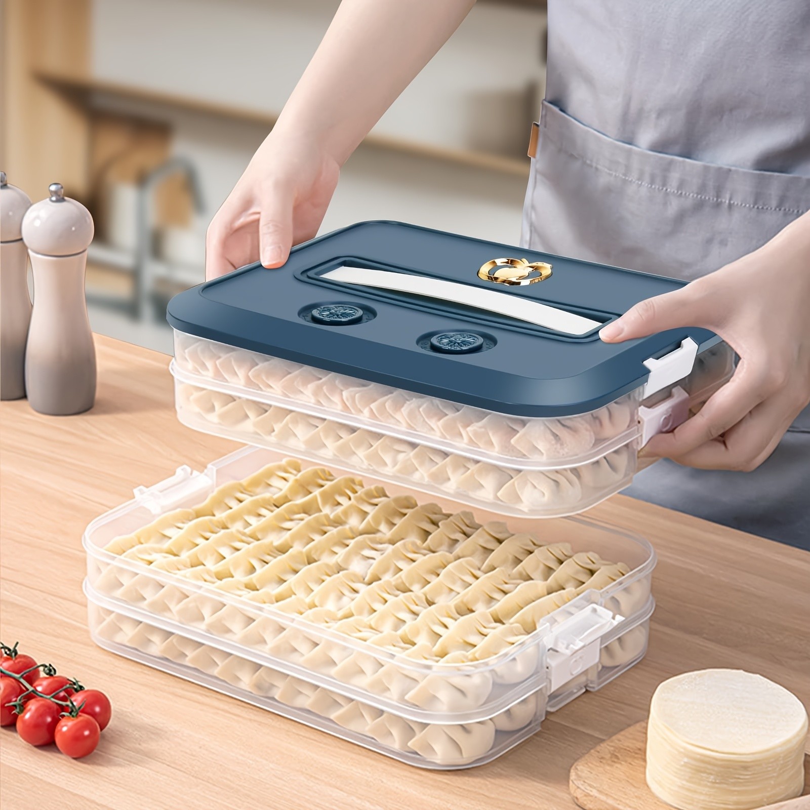 WIEZ 4-Piece Stackable Food Storage Container Set – Airtight Freezer-Safe Organisers with 4-Layer Design