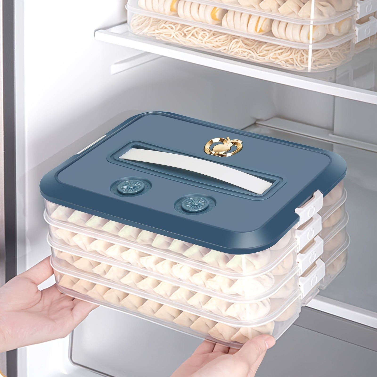 WIEZ 4-Piece Stackable Food Storage Container Set – Airtight Freezer-Safe Organisers with 4-Layer Design