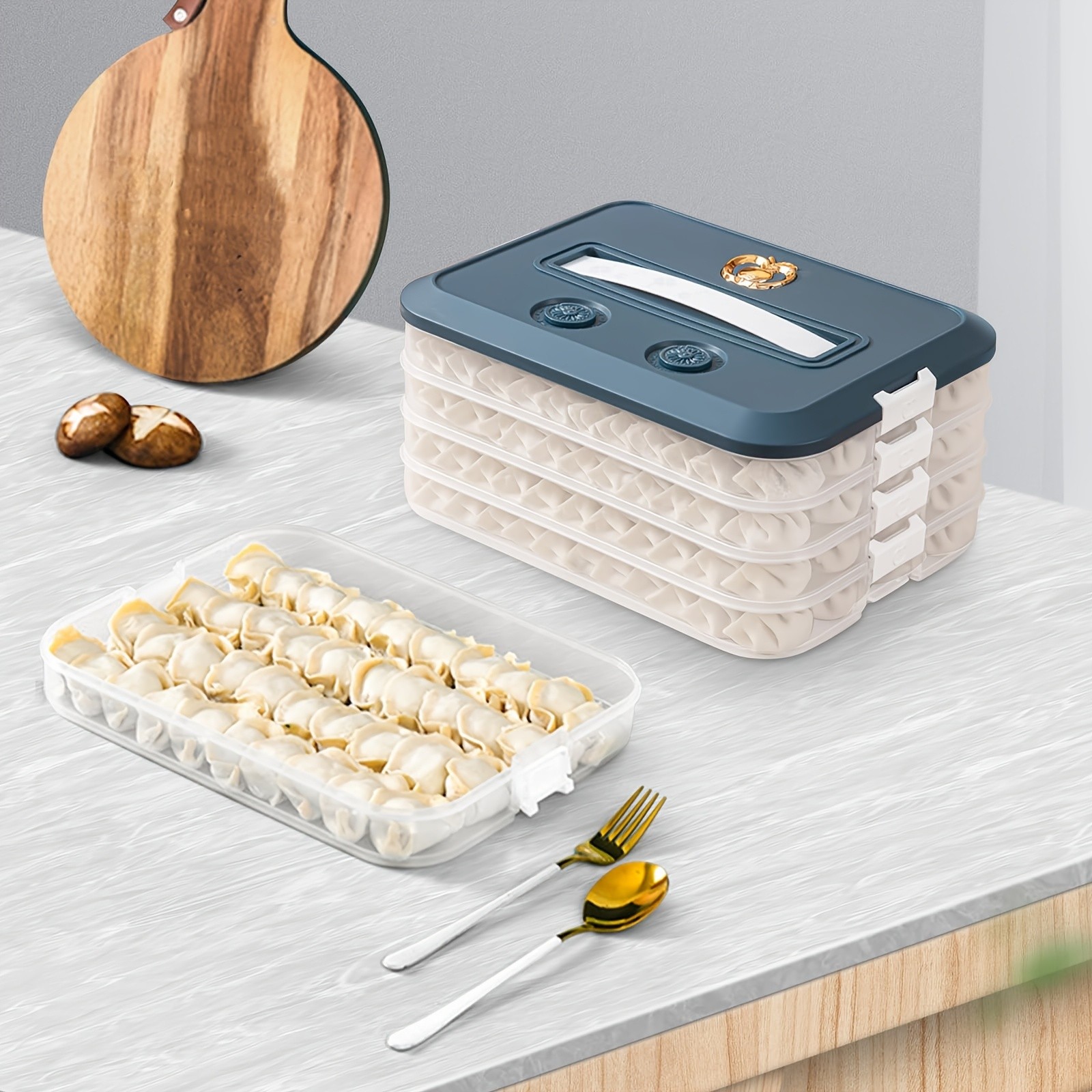 WIEZ 4-Piece Stackable Food Storage Container Set – Airtight Freezer-Safe Organisers with 4-Layer Design