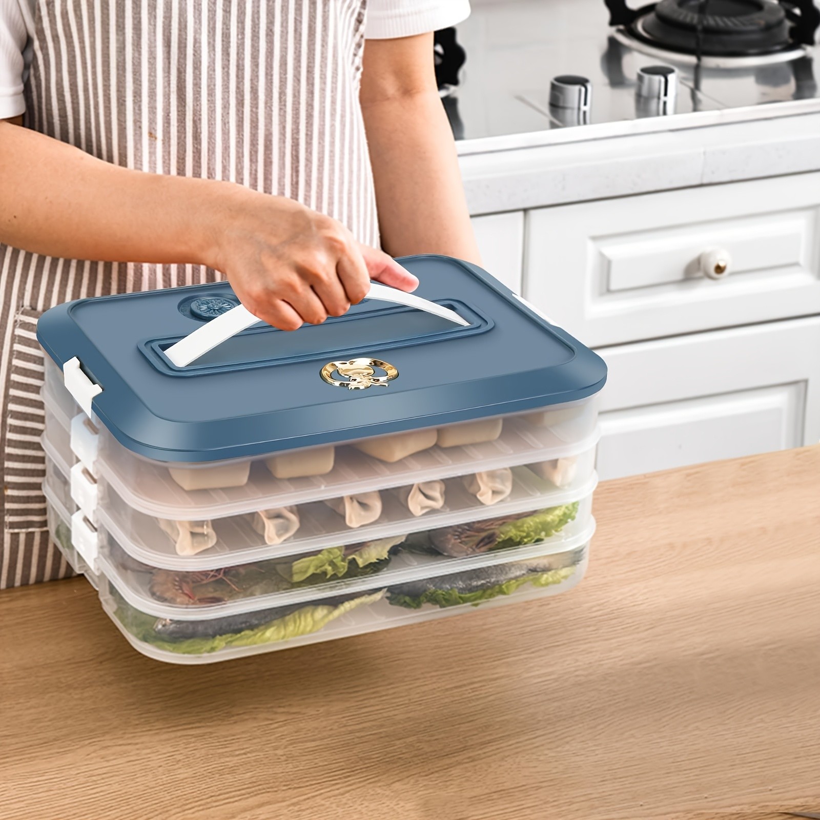 WIEZ 4-Piece Stackable Food Storage Container Set – Airtight Freezer-Safe Organisers with 4-Layer Design