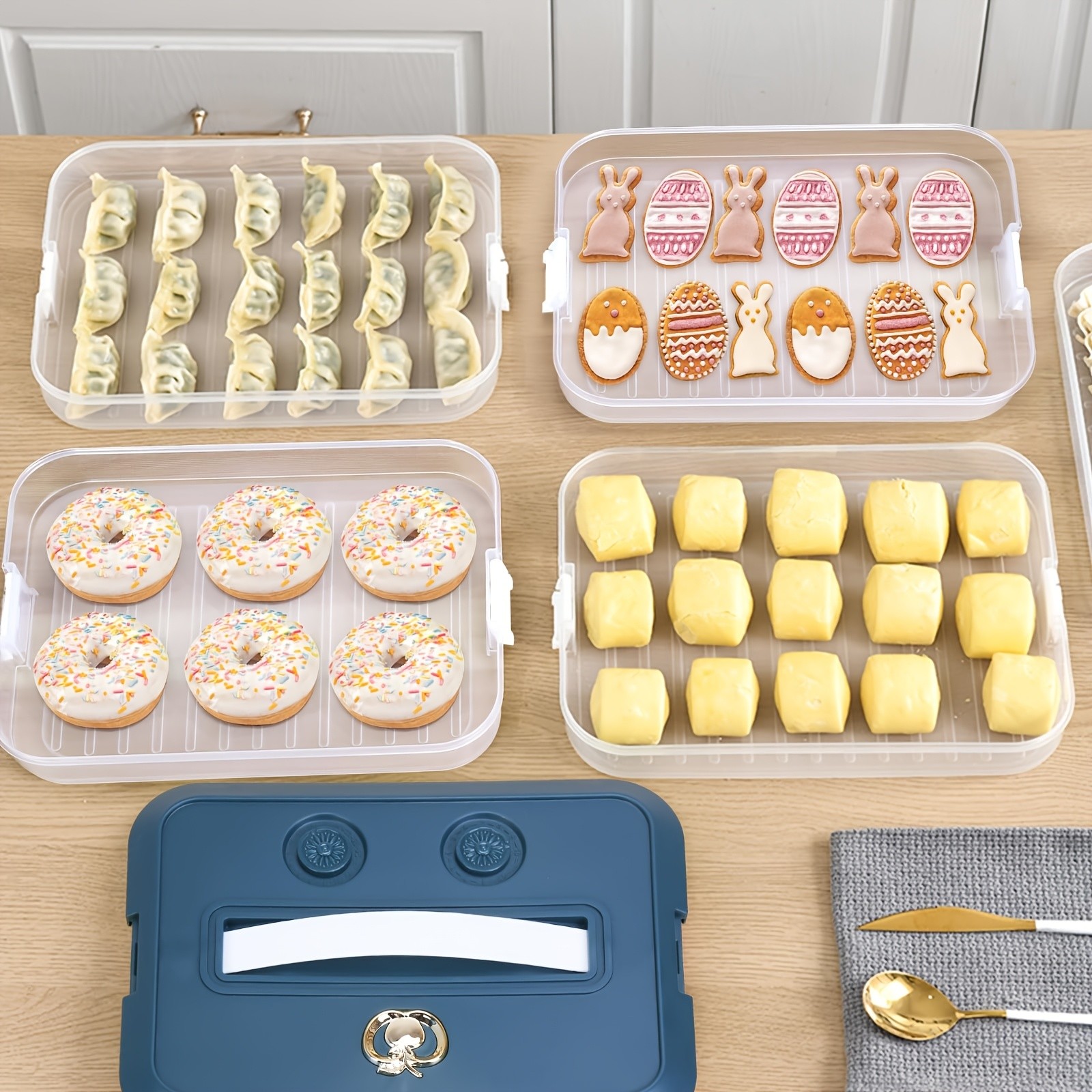 WIEZ 4-Piece Stackable Food Storage Container Set – Airtight Freezer-Safe Organisers with 4-Layer Design