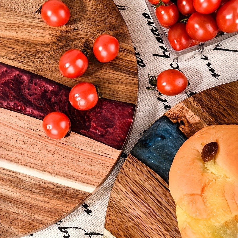 WIEZ Acacia Wood Round Cutting Board – Natural Food-Safe Serving & Grilling Tray for Home and Restaurant Use