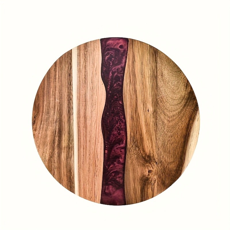 WIEZ Acacia Wood Round Cutting Board – Natural Food-Safe Serving & Grilling Tray for Home and Restaurant Use