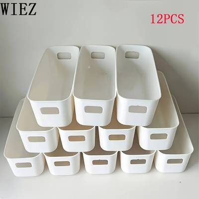 WIEZ Heavy-Duty Plastic Storage Boxes (12pcs) – Stackable, Space-Saving Home & Office Organizers