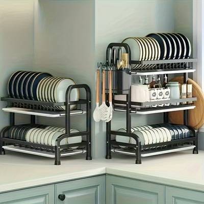 WIEZ 2-Layer / 3-Layer Dish Drying Rack – Space-Saving Metal Kitchen Organizer