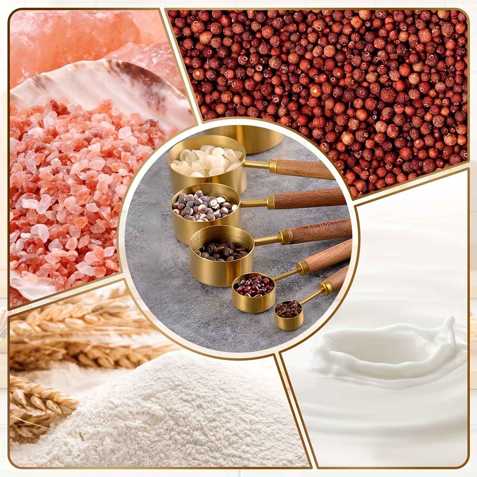 WIEZ Stainless Steel Measuring Cup & Spoon Set – 4/8-Piece Polished Set with Wooden Handles & Dual Markings