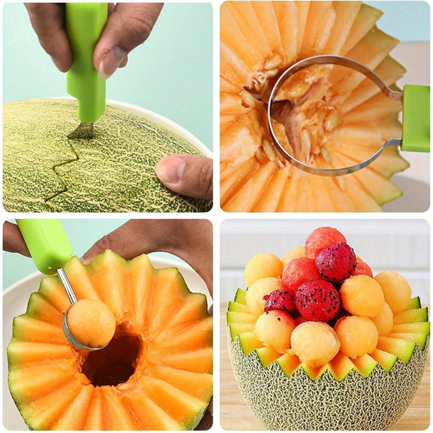 WIEZ 11-Piece Stainless Steel Fruit Carving & Watermelon Tool Set – Multi-Function Scoops, Knives & DIY Fruit Prep Tools