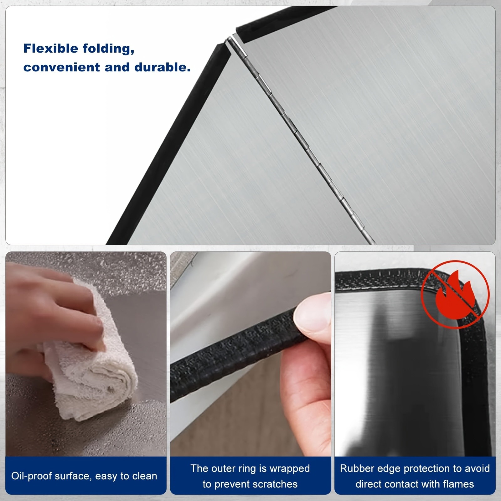 WIEZ Foldable Stainless Steel Splatter Guard – Heat-Resistant Non-Stick Shield for Oil & Grease Protection