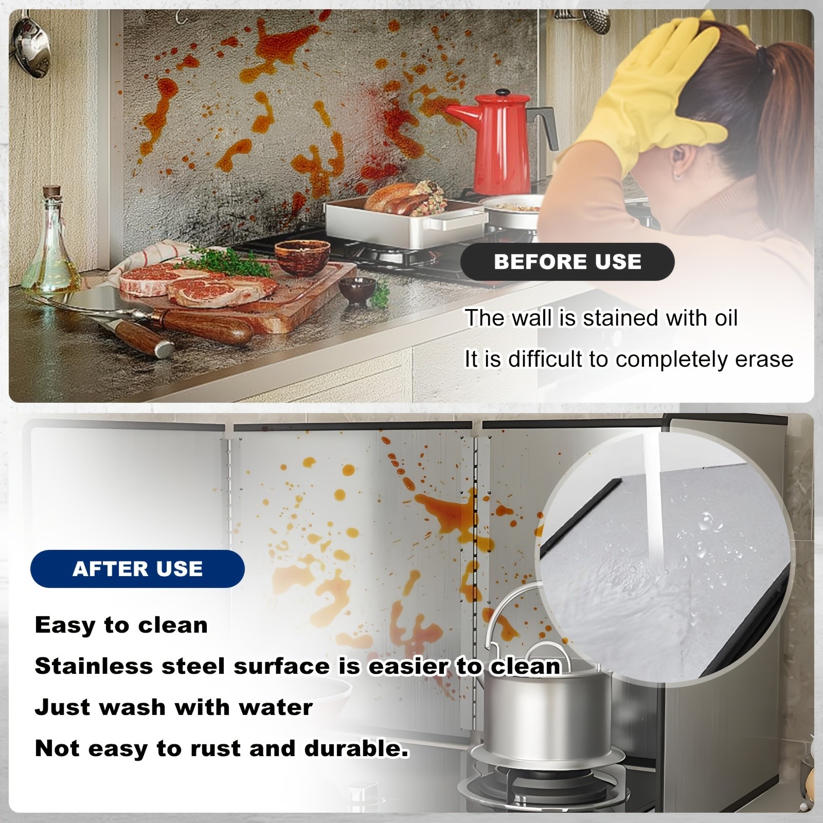 WIEZ Foldable Stainless Steel Splatter Guard – Heat-Resistant Non-Stick Shield for Oil & Grease Protection