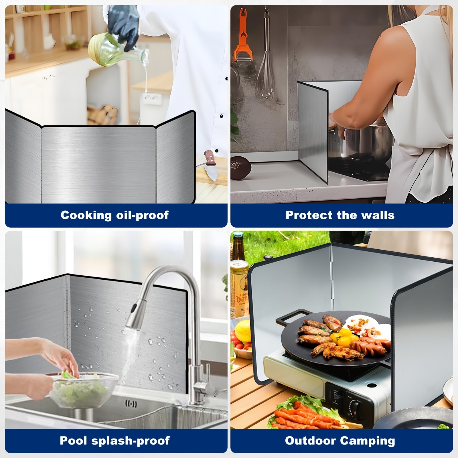 WIEZ Foldable Stainless Steel Splatter Guard – Heat-Resistant Non-Stick Shield for Oil & Grease Protection