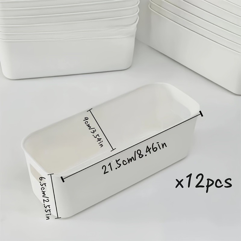 WIEZ Heavy-Duty 12-Piece Plastic Storage Box Set – Stackable Clear-Front Organizers with Handles for Home & Office