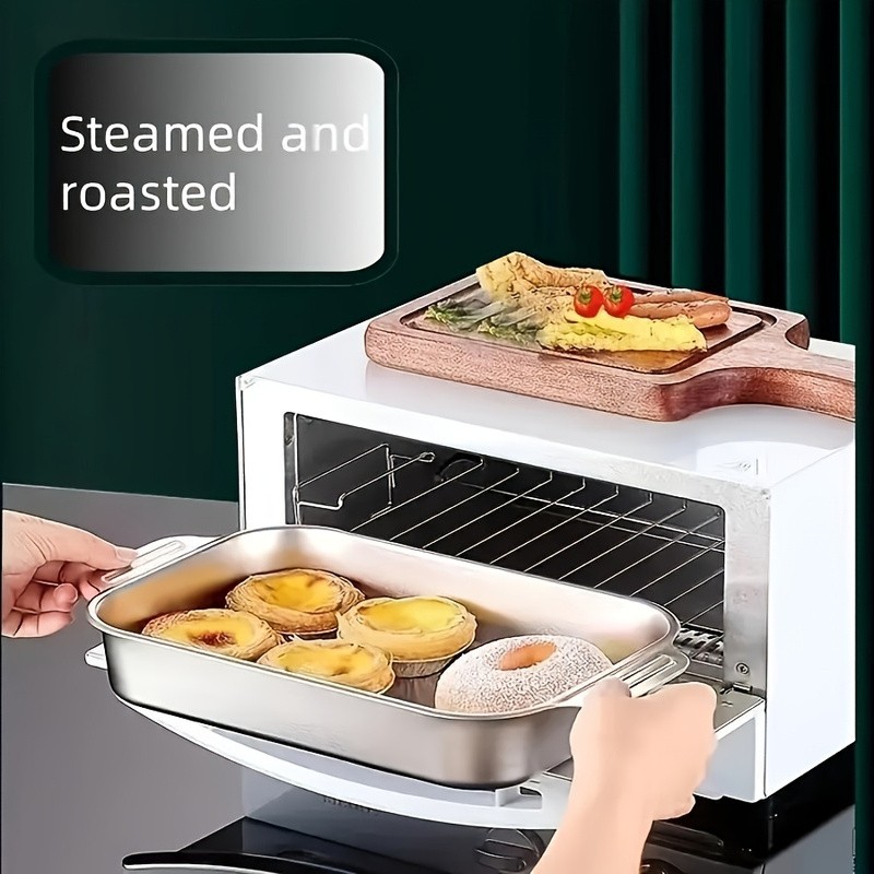 WIEZ Heavy-Duty 410 Stainless Steel Baking Tray Set – Non-Stick Rectangular Oven Trays with Lids for Bread, Desserts & BBQ