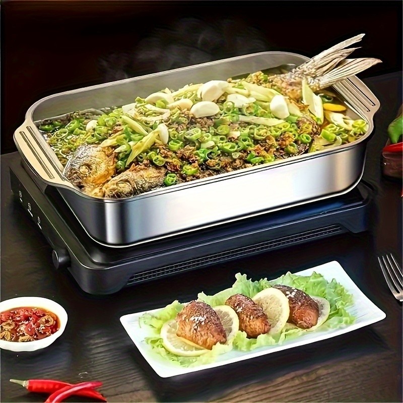 WIEZ Heavy-Duty 410 Stainless Steel Baking Tray Set – Non-Stick Rectangular Oven Trays with Lids for Bread, Desserts & BBQ