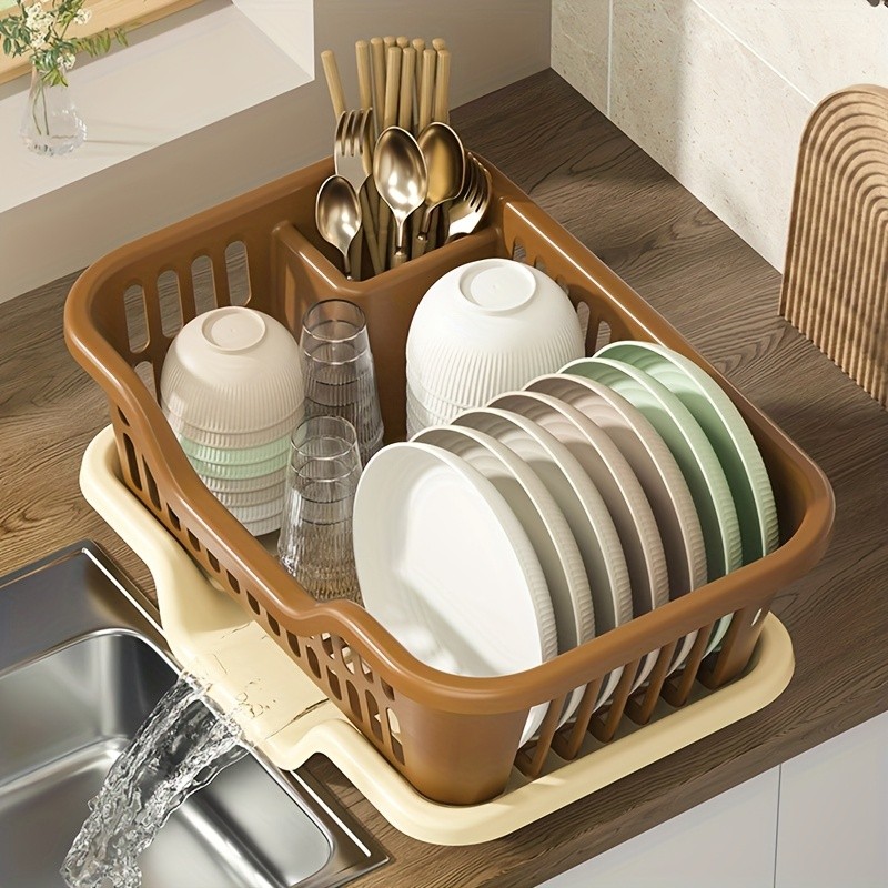 WIEZ Plastic Dish Rack Cabinet – Space-Saving Drainage Organizer for Bowls, Cups, Plates & Utensils