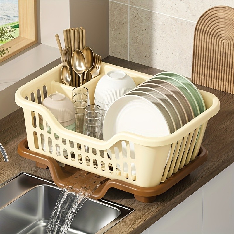 WIEZ Plastic Dish Rack Cabinet – Space-Saving Drainage Organizer for Bowls, Cups, Plates & Utensils