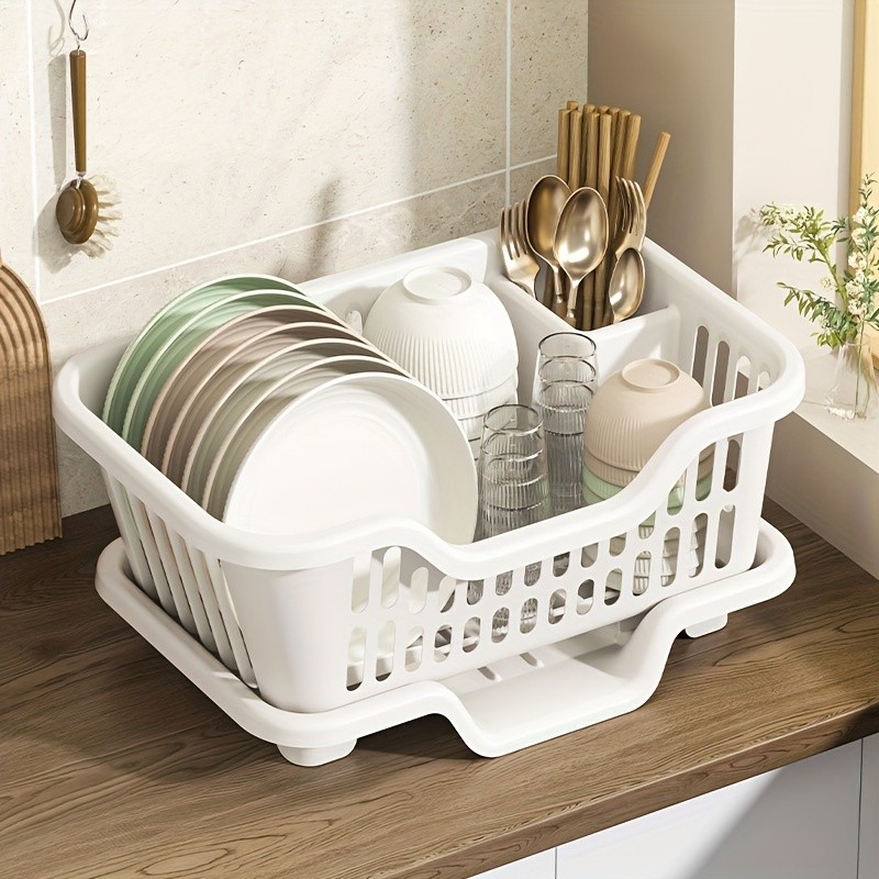 WIEZ Plastic Dish Rack Cabinet – Space-Saving Drainage Organizer for Bowls, Cups, Plates & Utensils