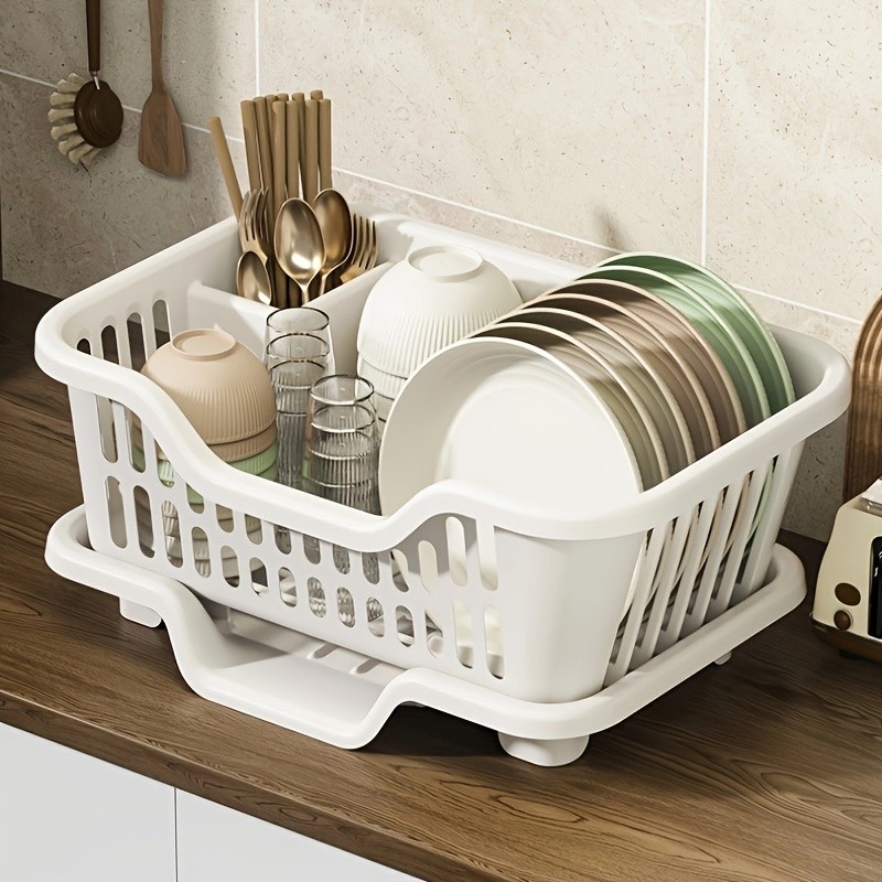 WIEZ Plastic Dish Rack Cabinet – Space-Saving Drainage Organizer for Bowls, Cups, Plates & Utensils