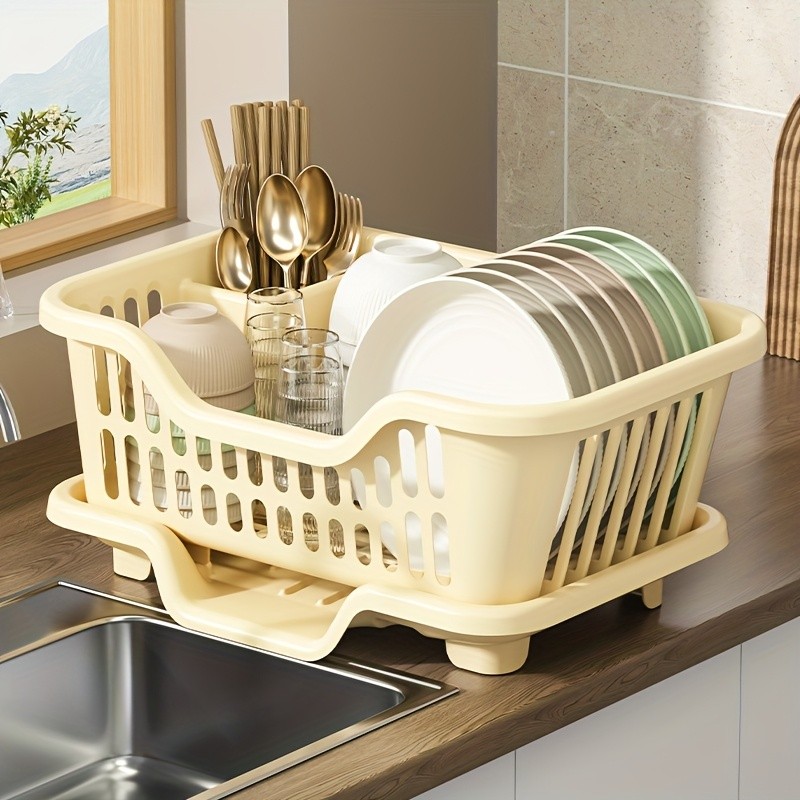 WIEZ Plastic Dish Rack Cabinet – Space-Saving Drainage Organizer for Bowls, Cups, Plates & Utensils