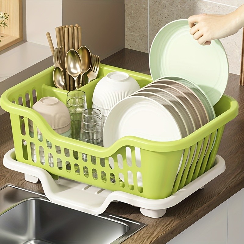 WIEZ Plastic Dish Rack Cabinet – Space-Saving Drainage Organizer for Bowls, Cups, Plates & Utensils
