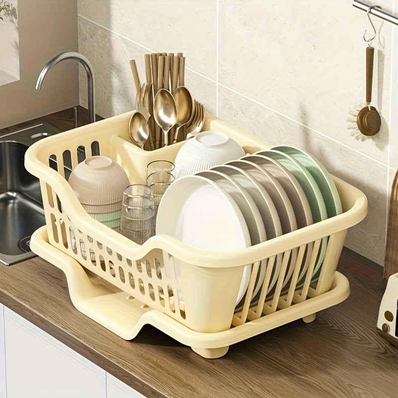 WIEZ Plastic Dish Rack Cabinet – Space-Saving Drainage Organizer for Bowls, Cups, Plates & Utensils