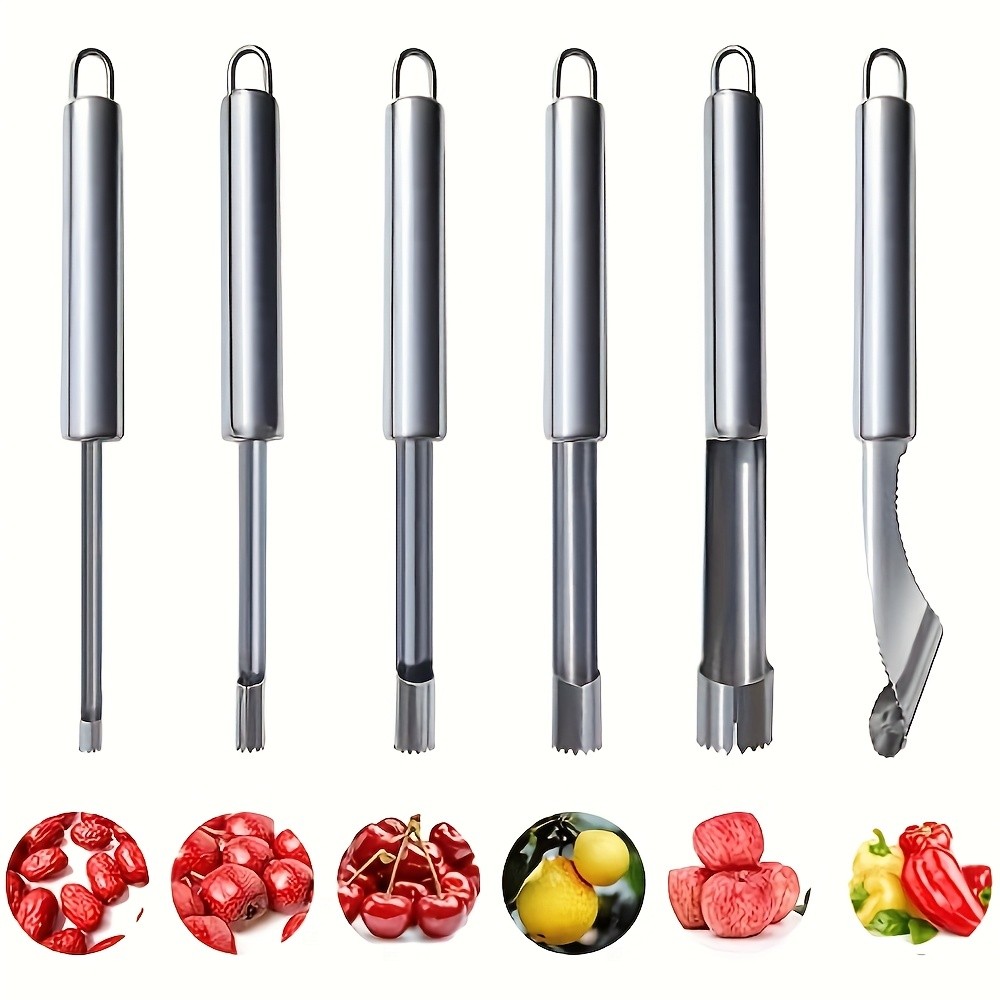 WIEZ 6-Piece Stainless Steel Fruit & Vegetable Corer Set – Durable Multi-Tool Kit for Apples, Pears & Peppers