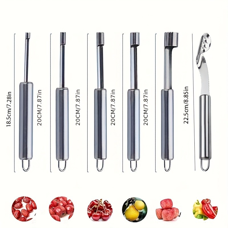 WIEZ 6-Piece Stainless Steel Fruit & Vegetable Corer Set – Durable Multi-Tool Kit for Apples, Pears & Peppers