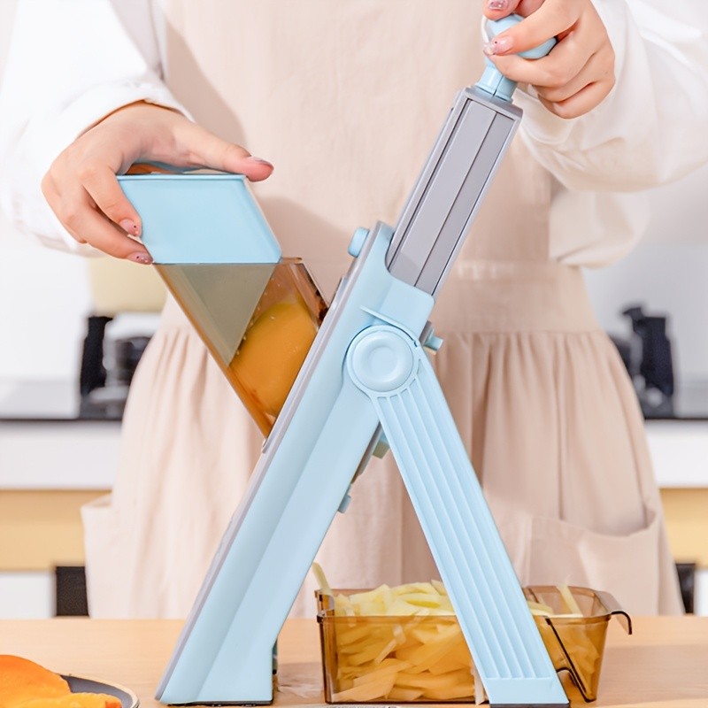 WIEZ 5-in-1 Manual Vegetable Chopper & Adjustable Slicer – Stainless Steel Blade Prep Tool for Fast Daily Cooking