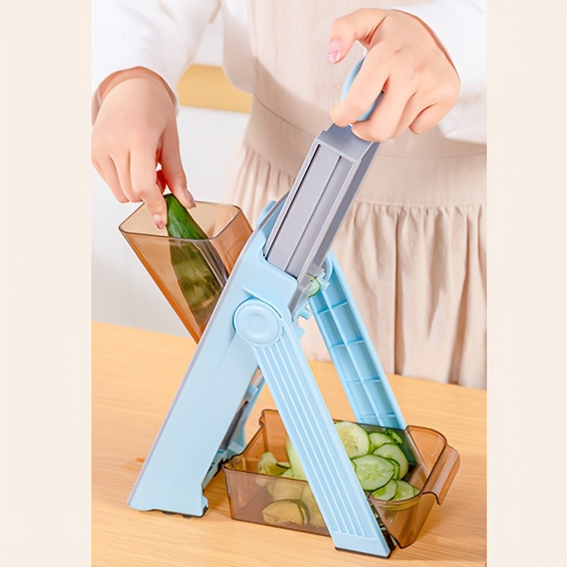 WIEZ 5-in-1 Manual Vegetable Chopper & Adjustable Slicer – Stainless Steel Blade Prep Tool for Fast Daily Cooking