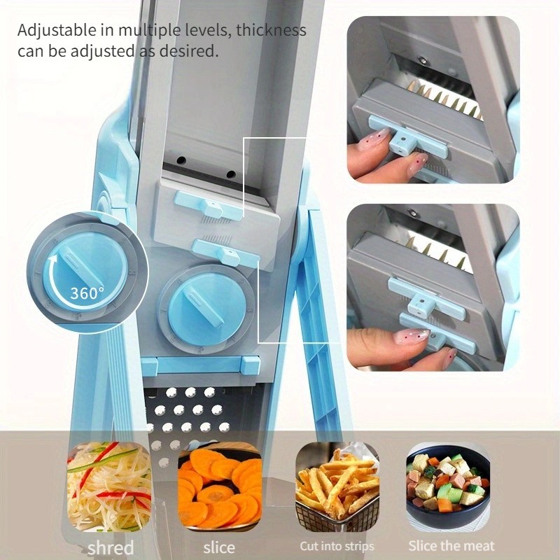 WIEZ 5-in-1 Manual Vegetable Chopper & Adjustable Slicer – Stainless Steel Blade Prep Tool for Fast Daily Cooking