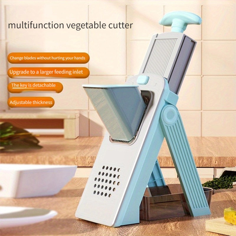 WIEZ 5-in-1 Manual Vegetable Chopper & Adjustable Slicer – Stainless Steel Blade Prep Tool for Fast Daily Cooking
