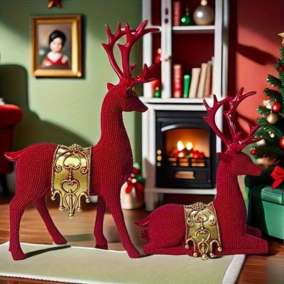 NLDD Exquisite Deer Resin Craft Set – Elegant Decorative Pair for Home & Office