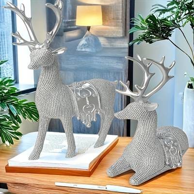 NLDD Exquisite Deer Resin Craft Set – Elegant Decorative Pair for Home & Office