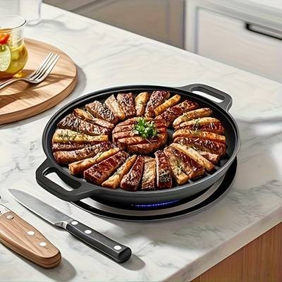 PMMJ Cast Iron Multi-Function Griddle Skillet – Heavy-Duty Non-Stick Pan