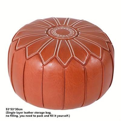 PMMJ Vintage Moroccan Floor Cushion – Round Oil-Waxed Leather Meditation & Lounge Mat