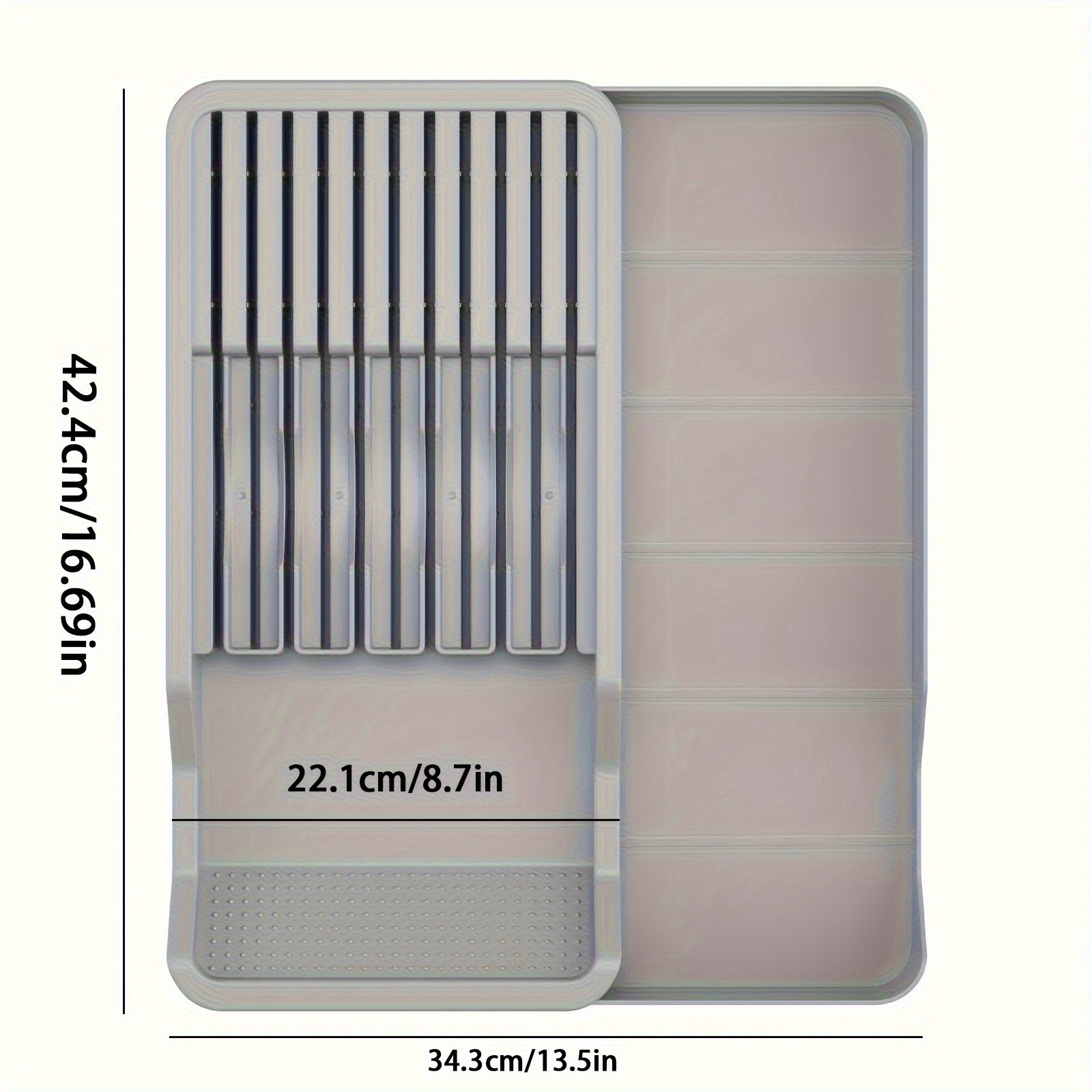 WIEZ Expandable Knife Holder for Drawers – Plastic Multi-Tool Storage Tray for Up to 11 Kitchen Tools