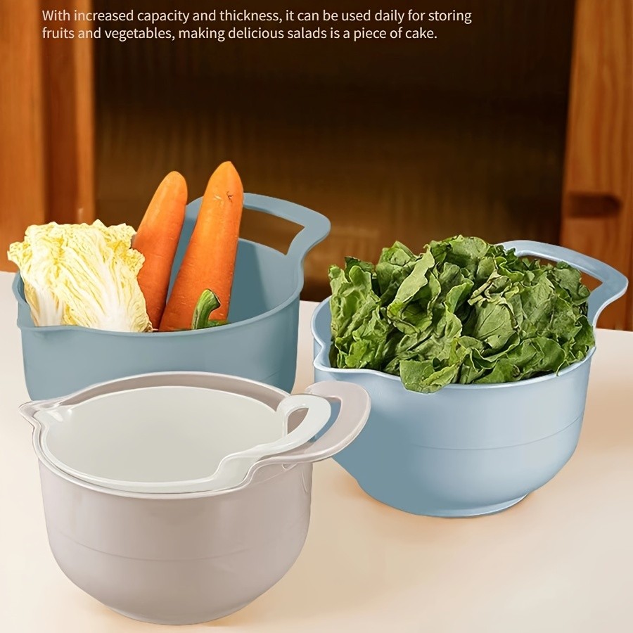 WIEZ 4-Piece Plastic Mixing Bowl Set – Non-Slip Multipurpose Prep Bowls for Salads, BBQ, Fruits & Veggies