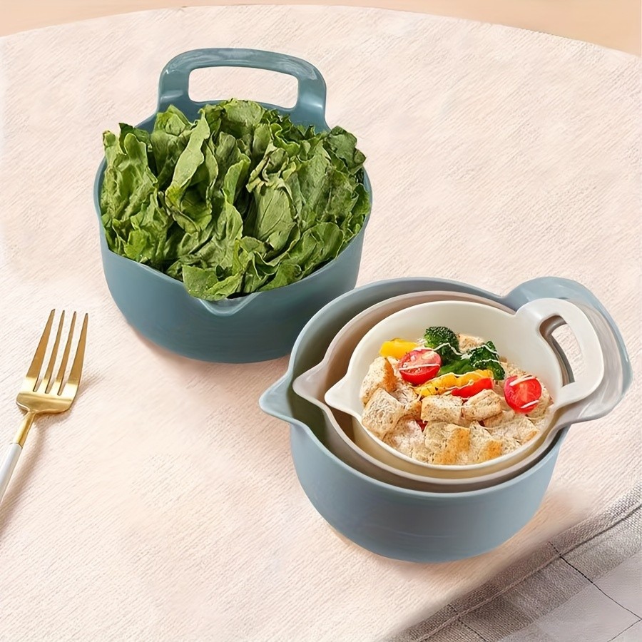 WIEZ 4-Piece Plastic Mixing Bowl Set – Non-Slip Multipurpose Prep Bowls for Salads, BBQ, Fruits & Veggies