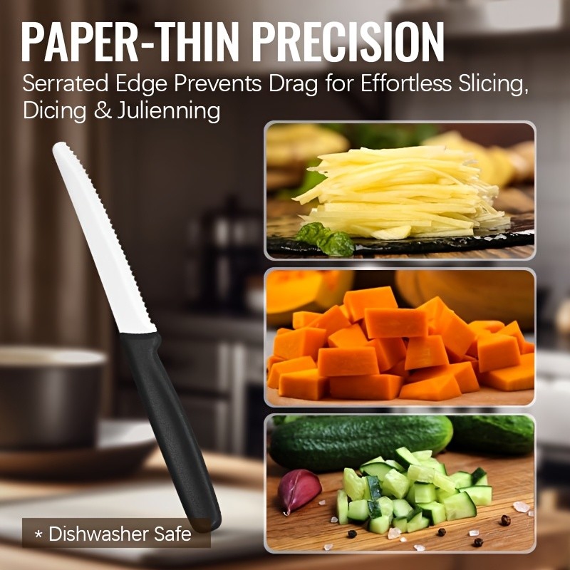 WIEZ 2-Piece Serrated Steak & Multi-Purpose Knife Set – Durable Breakfast, Dessert & Vegetable Cutting Tools