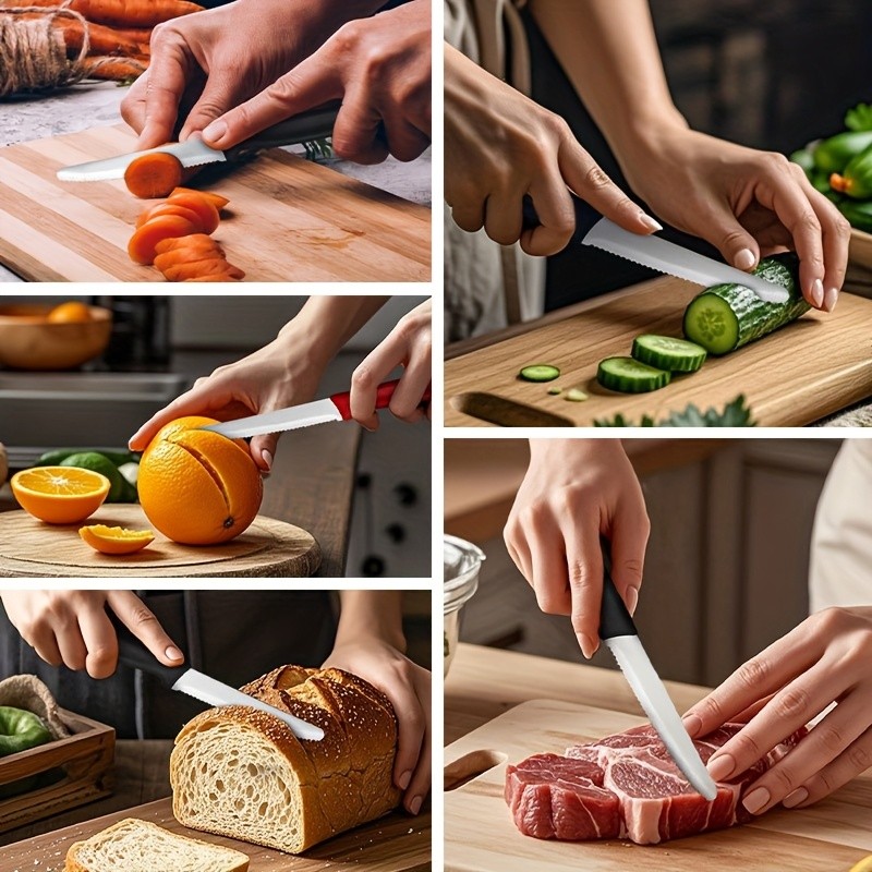 WIEZ 2-Piece Serrated Steak & Multi-Purpose Knife Set – Durable Breakfast, Dessert & Vegetable Cutting Tools