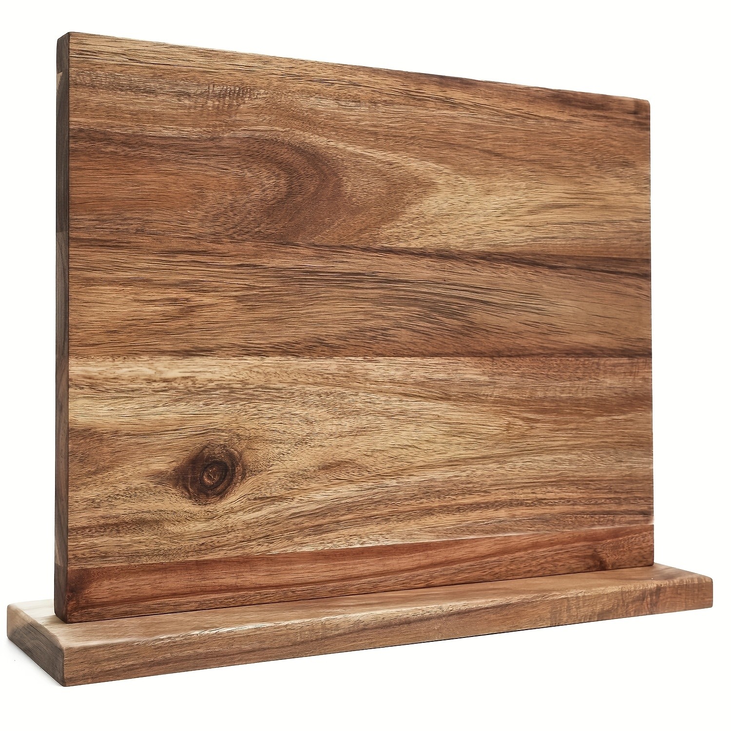 WIEZ Double-Sided Magnetic Acacia Knife Block – Enhanced Magnetic Strip Countertop Organizer for Safe, Space-Saving Storage