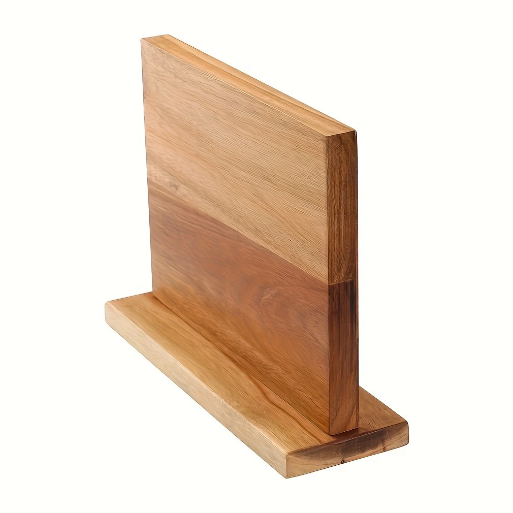 WIEZ Double-Sided Magnetic Acacia Knife Block – Enhanced Magnetic Strip Countertop Organizer for Safe, Space-Saving Storage