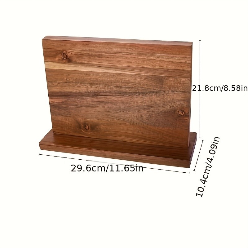 WIEZ Double-Sided Magnetic Acacia Knife Block – Enhanced Magnetic Strip Countertop Organizer for Safe, Space-Saving Storage