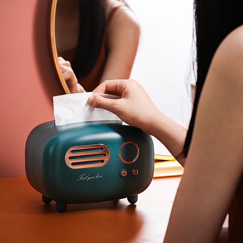 WIEZ Vintage Radio Tissue Box – Creative Retro-Style Dispenser for Kitchens, Bedrooms & Bathroom Spaces
