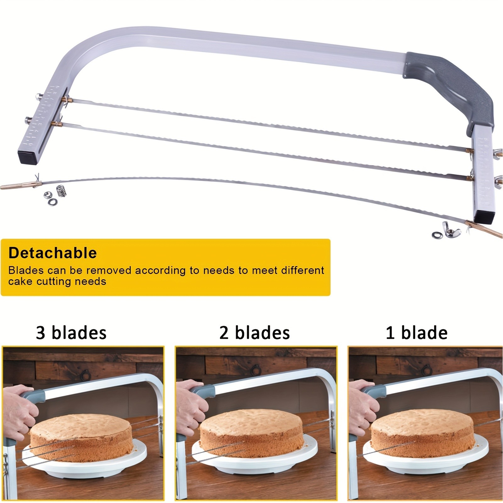 WIEZ Adjustable Stainless Steel Cake Cutter – 3-Wire Leveler for Large 20-Inch Cakes and Precision Slicing