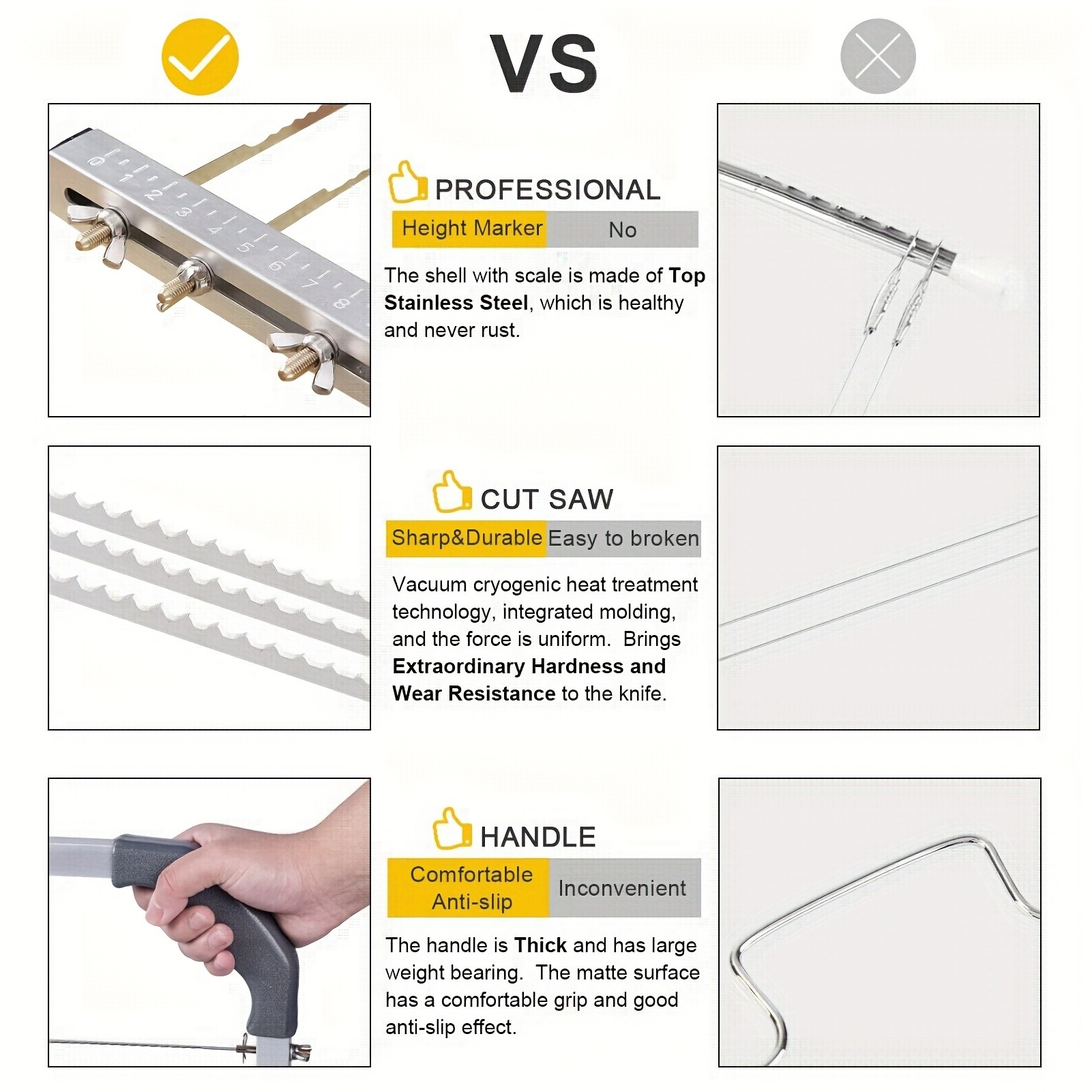 WIEZ Adjustable Stainless Steel Cake Cutter – 3-Wire Leveler for Large 20-Inch Cakes and Precision Slicing